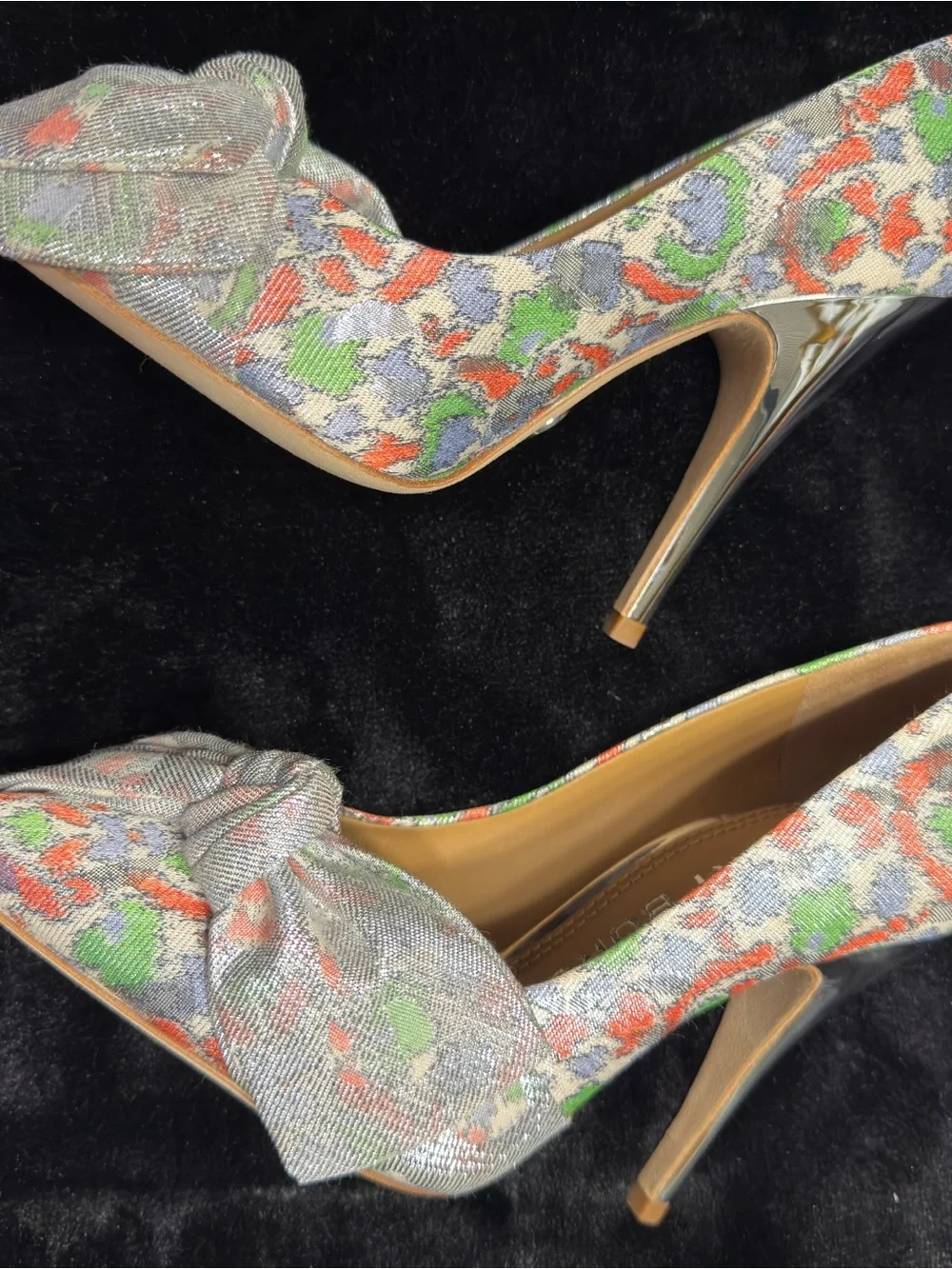 Tory Burch Clara Floral Metallic Bow d’Orsay Pumps Heels Size 5M Style 56255